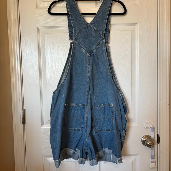 Share Old Navy XL Denim Overall Romper Shorts Y2K 90s Bib Carpenter 100% Cotton - Picture 4 of 11